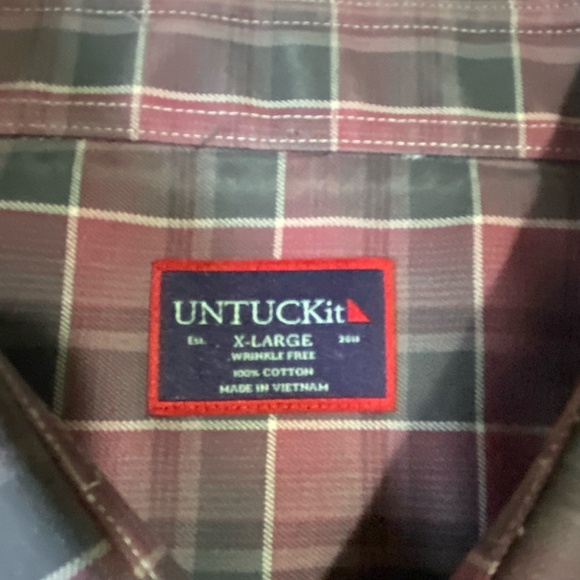 UNTUCKit Mens Red Check Cotton Wrinkle Free Lerman Casual Office Shirt- Sz-XL - Picture 10 of 16